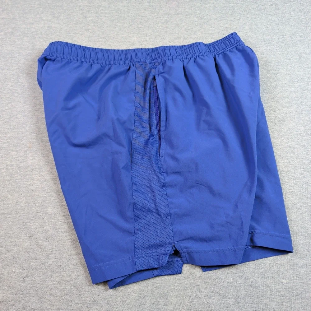 Gymshark Mens XL Blue Sport Stripe Shorts Zipper Pockets Mesh Panels A1A9T